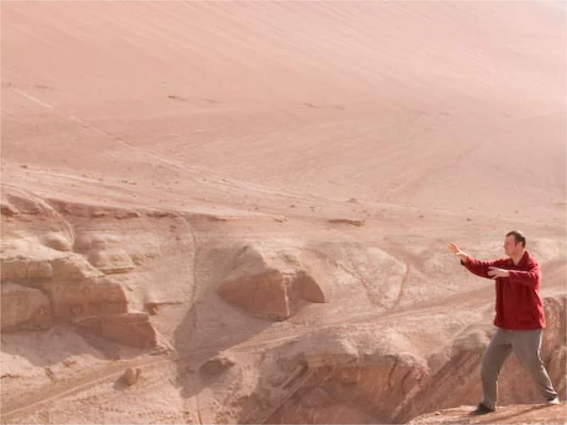 Sifu Thomas training in the Huoyan (Flaming) Mountains, Xinjiang