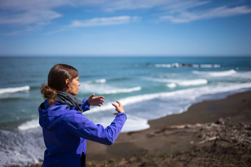 Sabine on the beach in Cambria, CA, USA